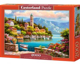 Puzzle 2000 pezzi Castorland Villaggio con Torre dell'Orologio | Puzzle Paesaggi